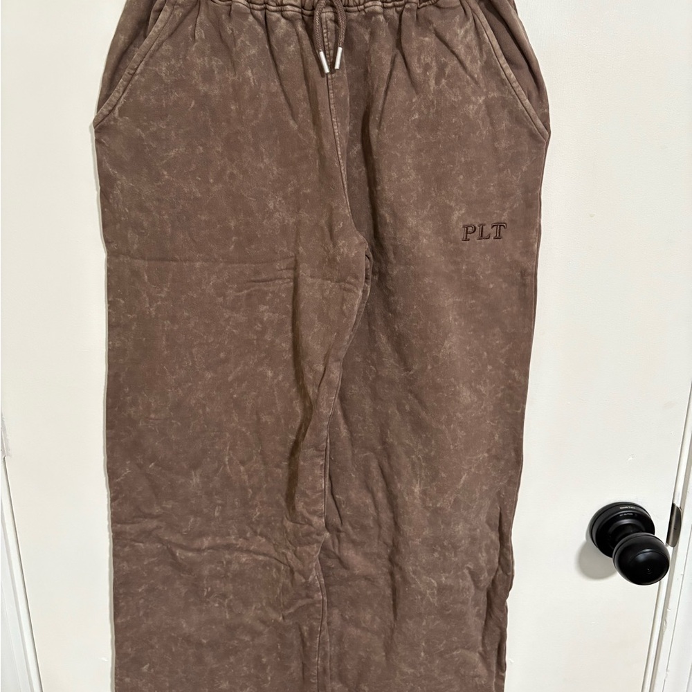 PLT Brown Washed Oversized Sweatpants